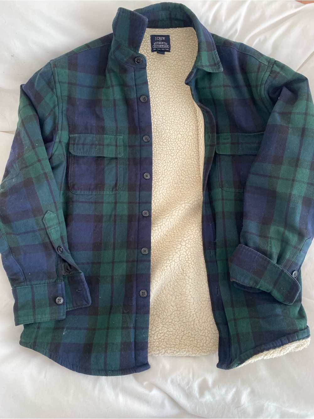 J Crew fleece lined cotton flannel jacket